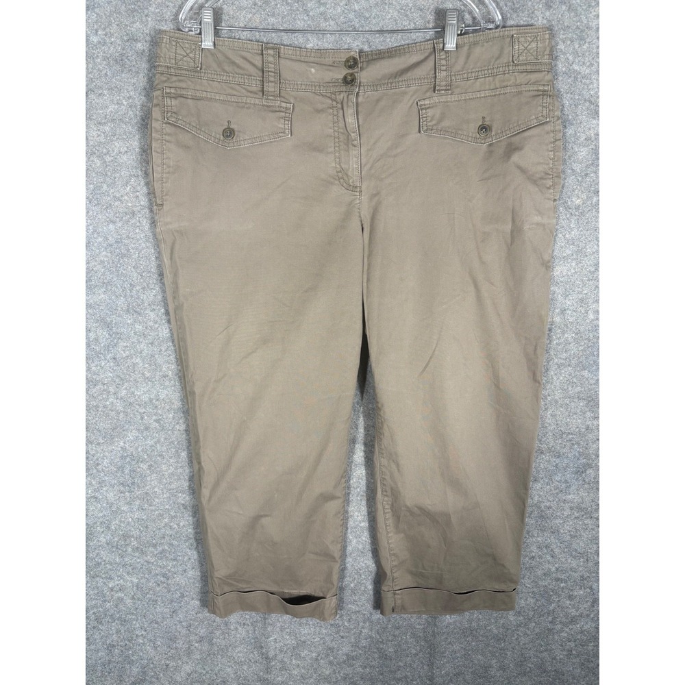 Tommy Hilfiger Women Capri Pants Khaki Utility‎ Pockets Size 14